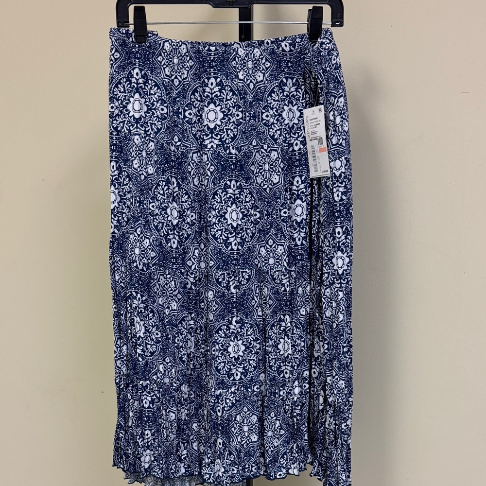 Karen Kane Blue and White Floral Midi Skirt